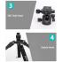JMARY KT325-NB30 1.6m Aluminum Alloy Cell Phone Tripod Stand for SLR, Action Camera Rotating Portable Tripod Holder - Black